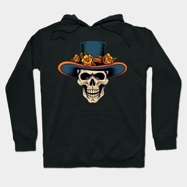 Skull with Hat Hoodie by Merchgard